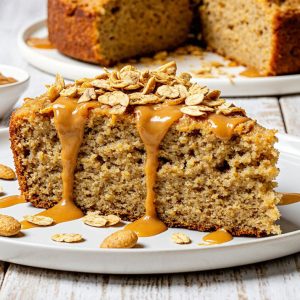 کیک رژیمی با جو دوسر و کره بادام زمینی